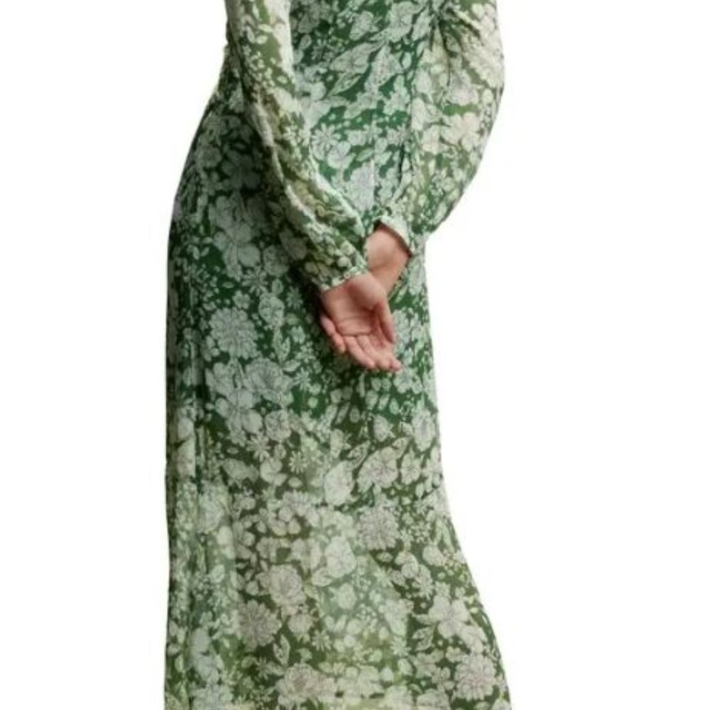 Mango Green Long Sleeve V-Neck Sundress - Picture 3 of 5